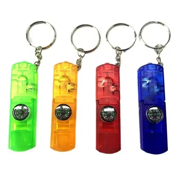 Keychain with Whistle, Compass, & LED Light