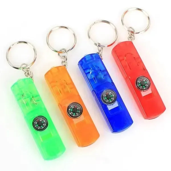 Keychain with Whistle, Compass, & LED Light