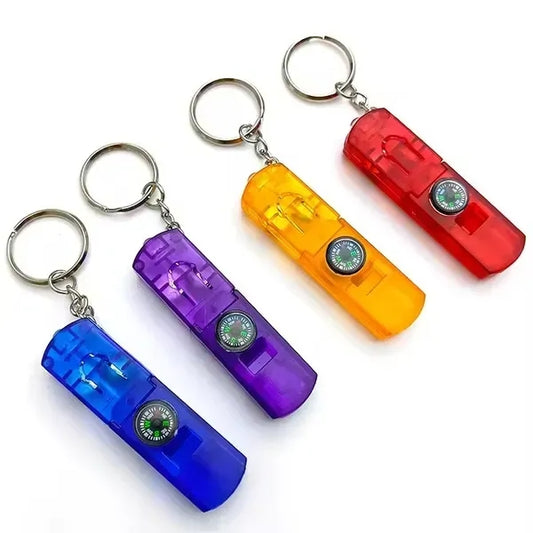 Keychain with Whistle, Compass, & LED Light