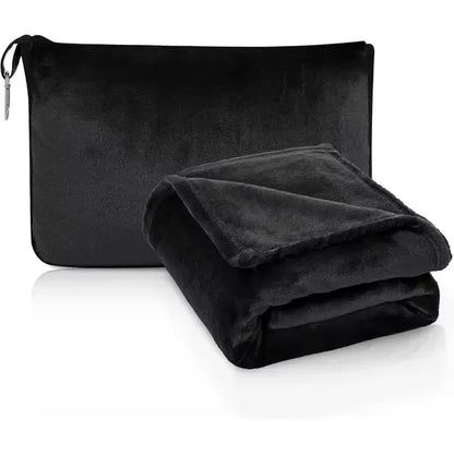 2 In 1 Travel Plush Blanket with Soft Pillow
