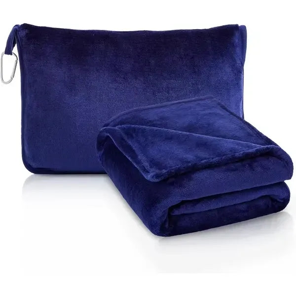 2 In 1 Travel Plush Blanket with Soft Pillow