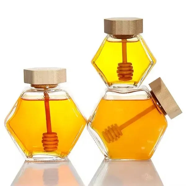 Honey Jar Custom Hexagonal Glass