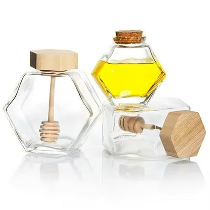 Honey Jar Custom Hexagonal Glass