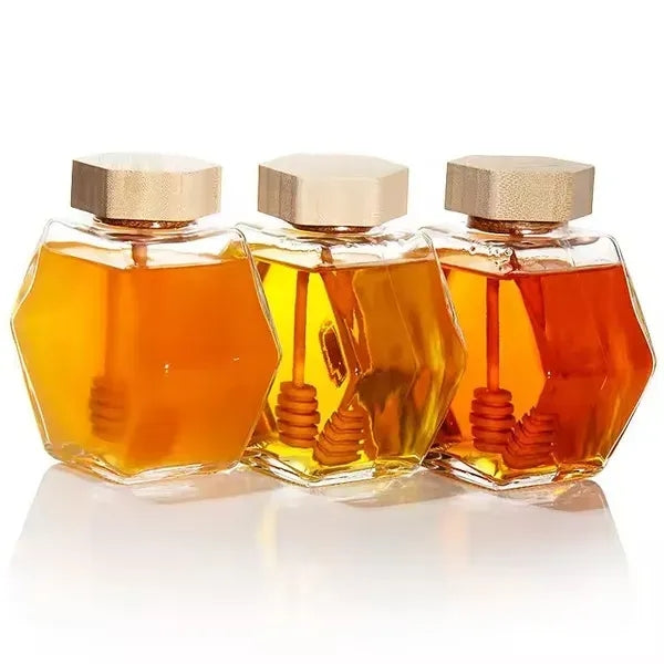 Honey Jar Custom Hexagonal Glass