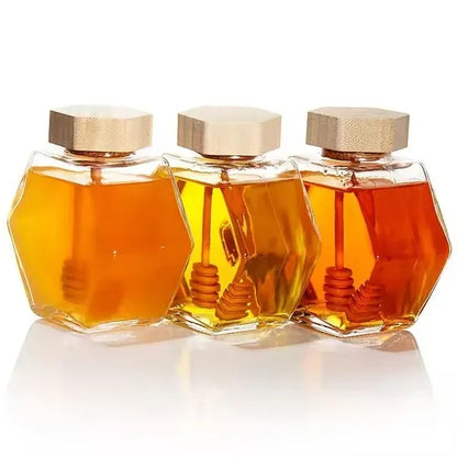 Honey Jar Custom Hexagonal Glass