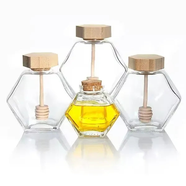 Honey Jar Custom Hexagonal Glass