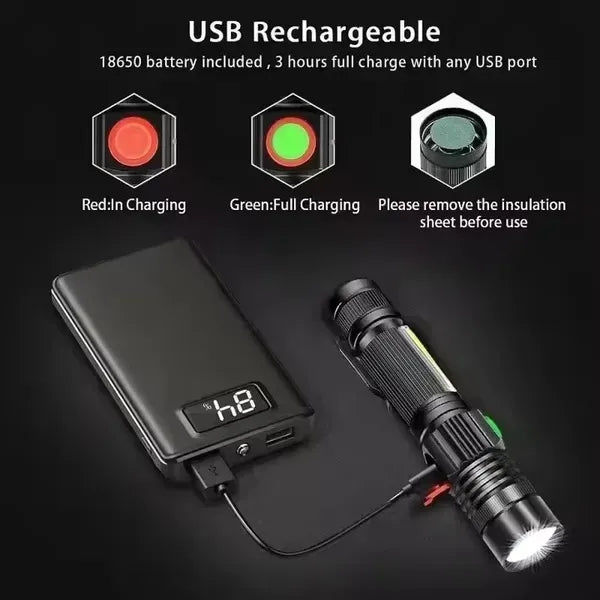 Rechargeable Magnetic LED Tactical Flashlight
