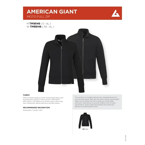 American Giant Moto Full Zip - Men's