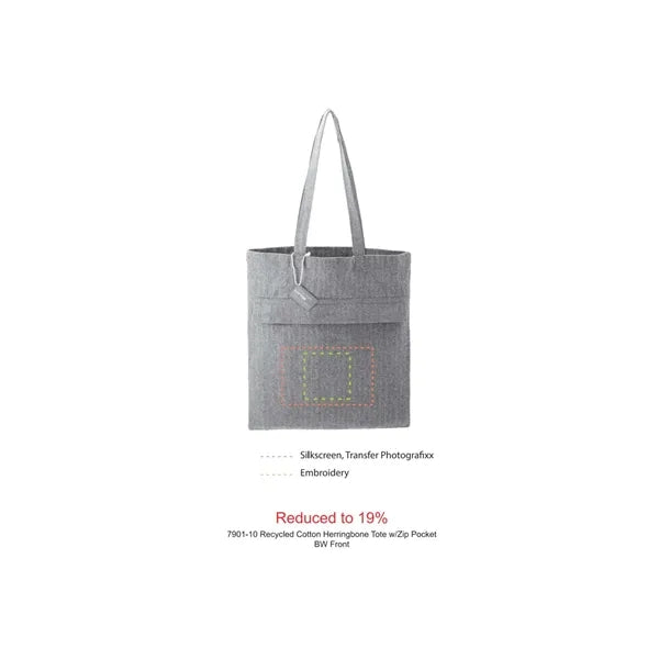 Recycled Cotton Herringbone Tote w/Zip Pocket