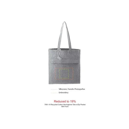 Recycled Cotton Herringbone Tote w/Zip Pocket