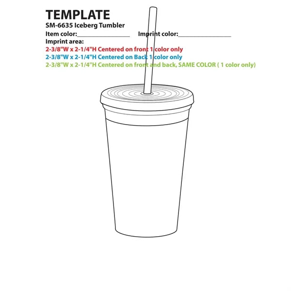 Iceberg 16oz Double-Wall Tumbler w/Straw
