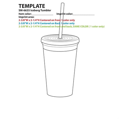 Iceberg 16oz Double-Wall Tumbler w/Straw