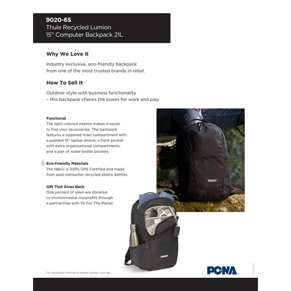 Thule Recycled Lumion 16" Computer Backpack 21L