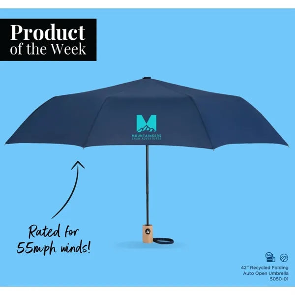 42" Recycled Folding Auto Open Umbrella