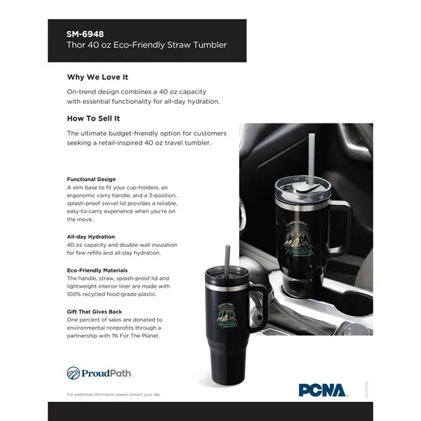 Thor 40oz Eco-Friendly Straw Tumbler