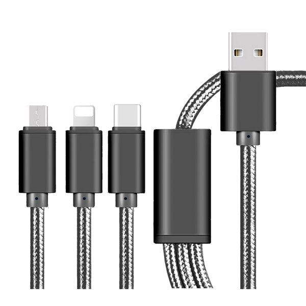 The Virgo 3 in 1 Charging Cable Android, iPhone, Type C adap