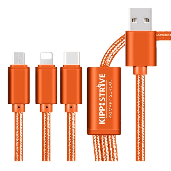 The Virgo 3 in 1 Charging Cable Android, iPhone, Type C adap