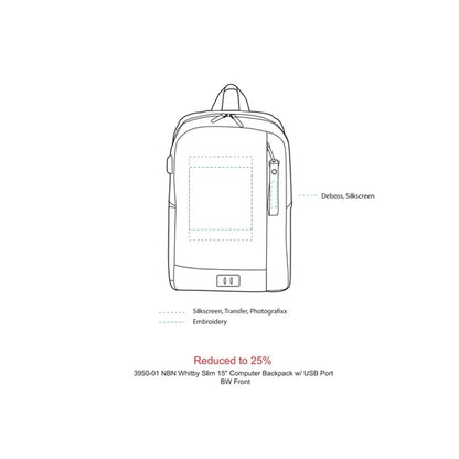 NBN Whitby Slim 15" Computer Backpack w/ USB Port