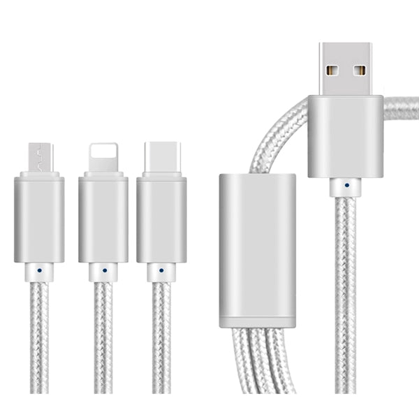 The Virgo 3 in 1 Charging Cable Android, iPhone, Type C adap