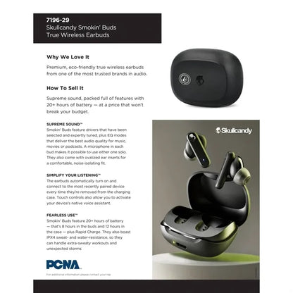 Skullcandy Smokin' Buds True Wireless Earbuds