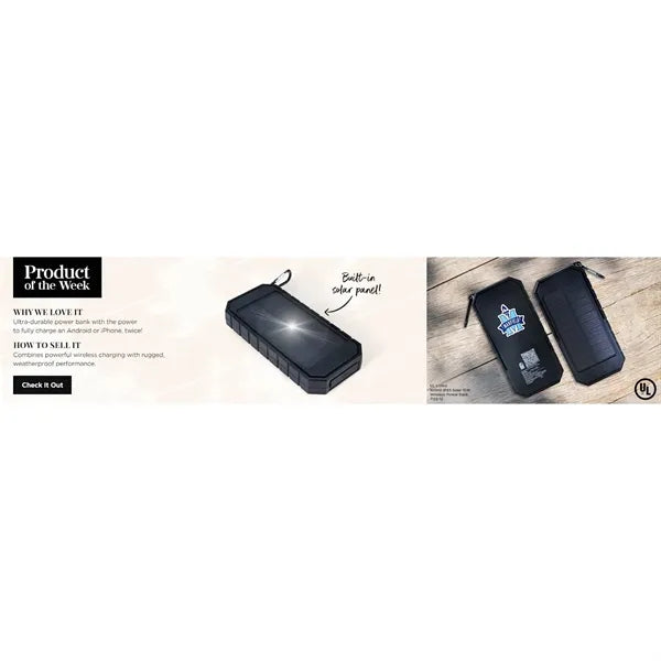 UL Listed 10000 IPX5 Solar 15W Wireless Power Ban