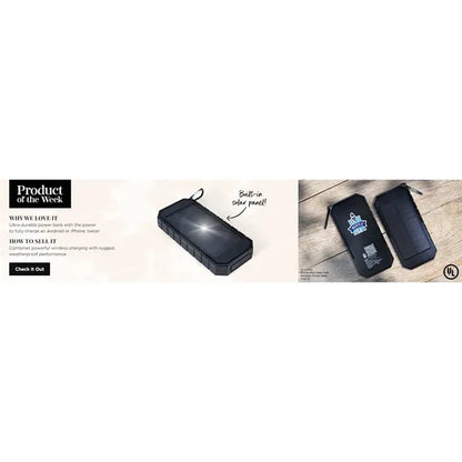 UL Listed 10000 IPX5 Solar 15W Wireless Power Ban