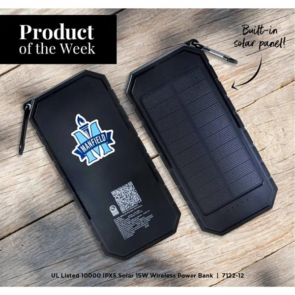 UL Listed 10000 IPX5 Solar 15W Wireless Power Ban