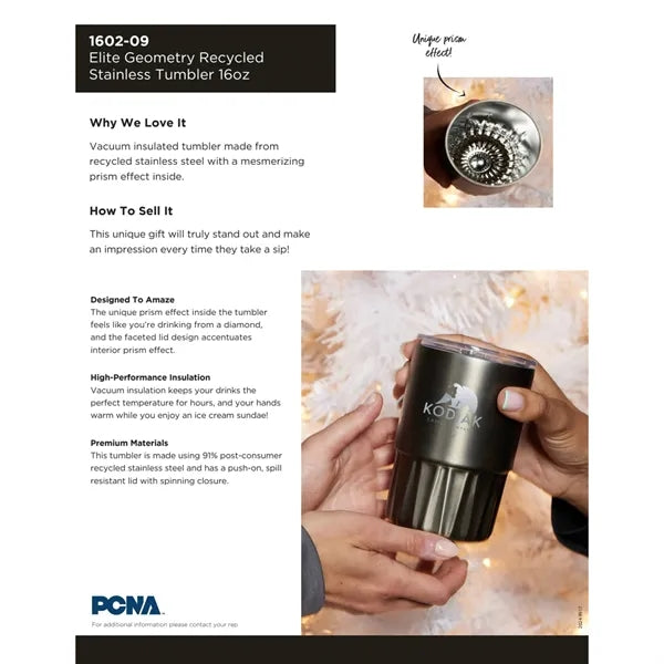 Elite Geometry Recycled Stainless Tumbler 16oz