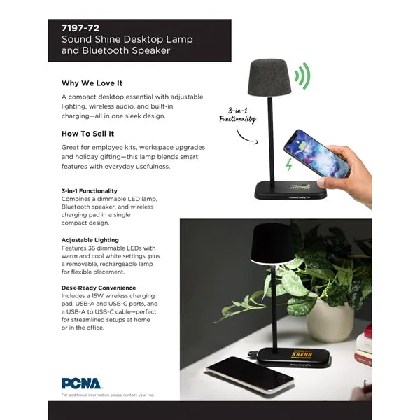 Sound Shine Desktop Lamp and Bluetooth Speaker