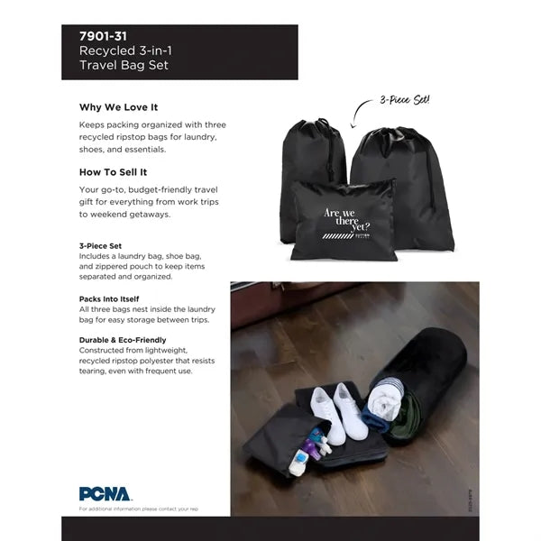 Recycled Travel Bag Set
