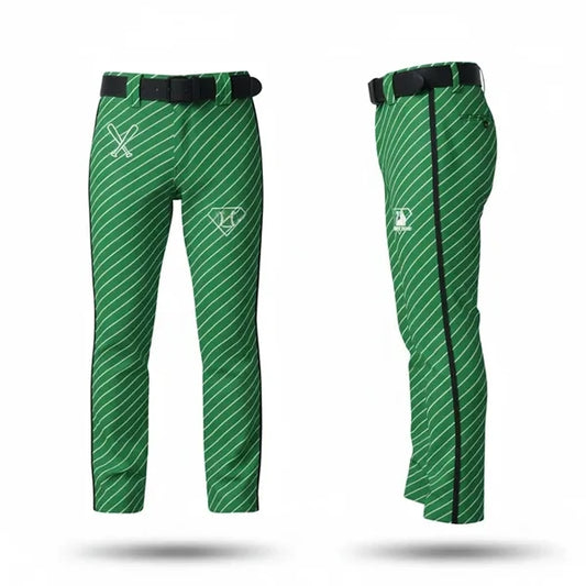 Silk Men's Full Length Striped Baseball Pants With Piping