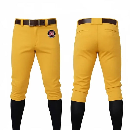 South Korea Silk Men's Crop Length Baseball Pants W/Piping