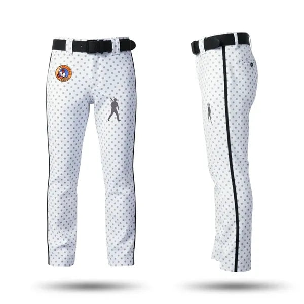 Premium Men Silk Full Length Striped Baseball Pants W/Piping