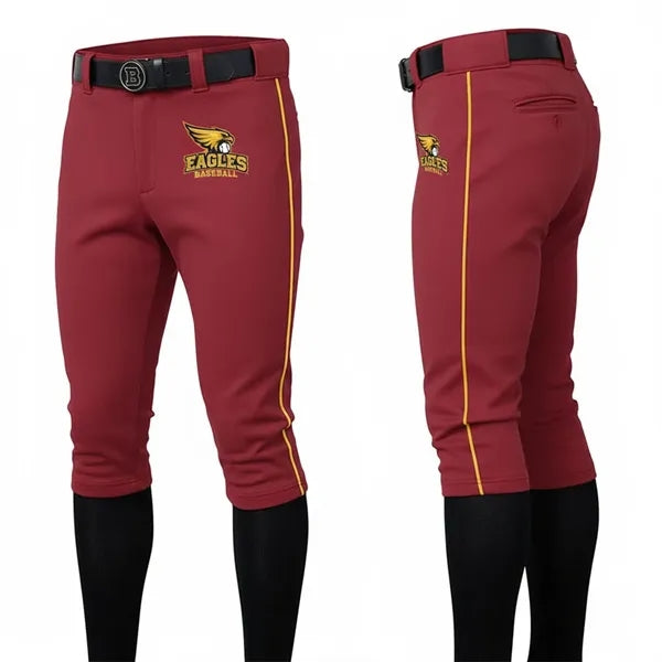 Crop Length Taiwan Needle Eye Mesh Baseball Pants W/Piping