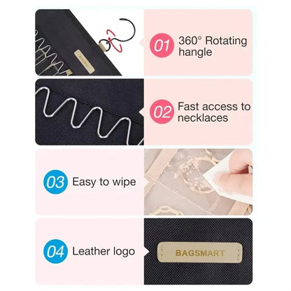 Jewelry Organizer Storage Roll with Hanger