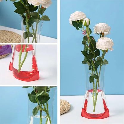 Bedroom wedding clear flower bouquet bag PVC folding vase