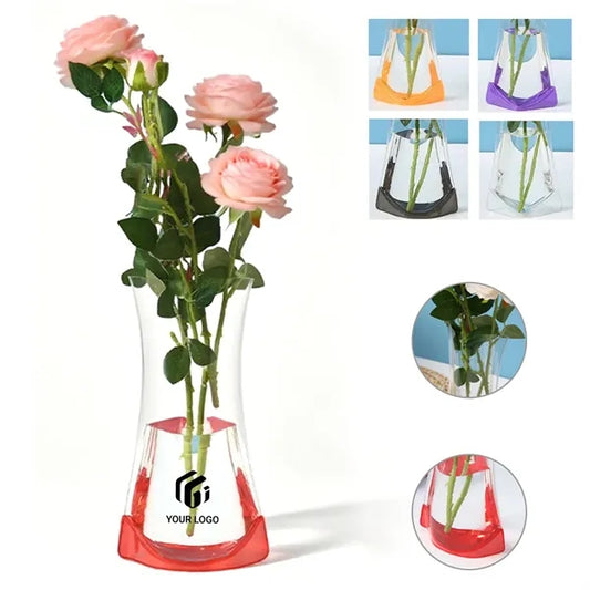 Bedroom wedding clear flower bouquet bag PVC folding vase