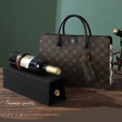 Portable PU leather two bottles wine carrier tote gift bag