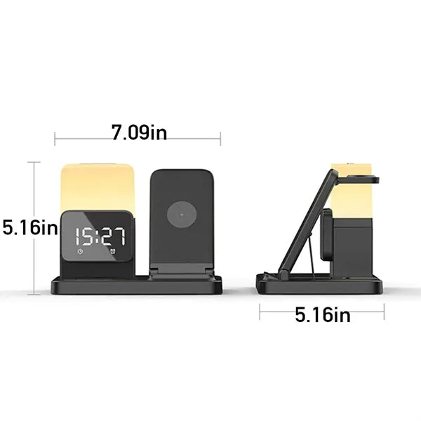 Phone fast charging station with night lamp and clock