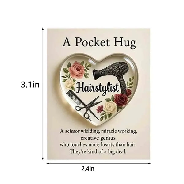 Hairdresse Heart Pocket Hug Token with Greeting Cards