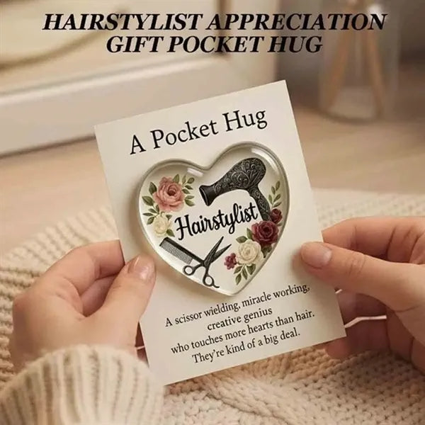 Hairdresse Heart Pocket Hug Token with Greeting Cards
