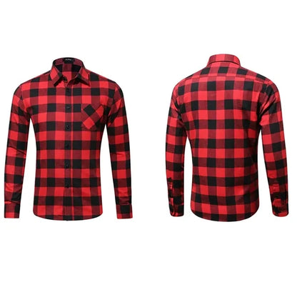 Gentle Men's Plaid Cotton Long Sleeve Button Down Gingham Sh