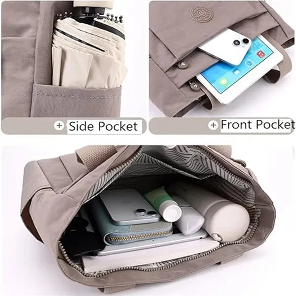 Nylon Lightweight Handbag Multi Pocket Shoulder Bag