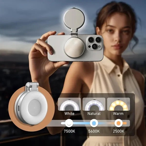 Magnetic Phone Selfie Ring LED Light with Built in Mirror