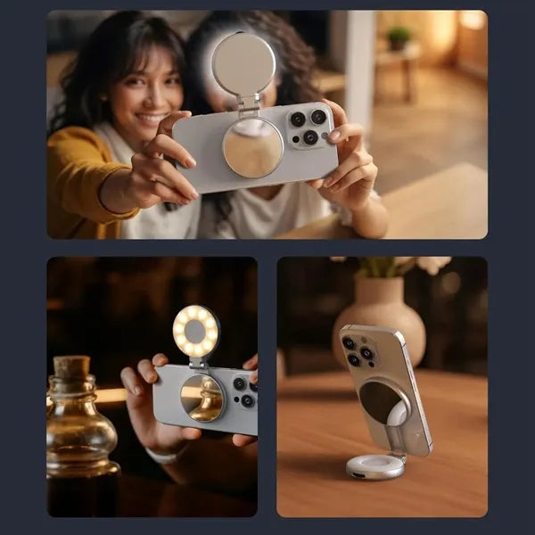 Magnetic Phone Selfie Ring LED Light with Built in Mirror