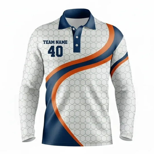 Unisex Sublimated Long Sleeve Polo shirt Pique