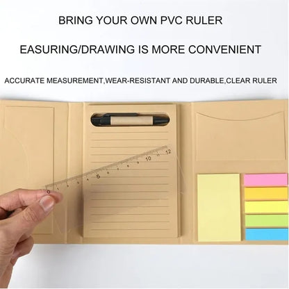 Tri-Fold Notepad with Sticky Ruler Pen