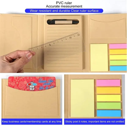 Tri-Fold Notepad with Sticky Ruler Pen