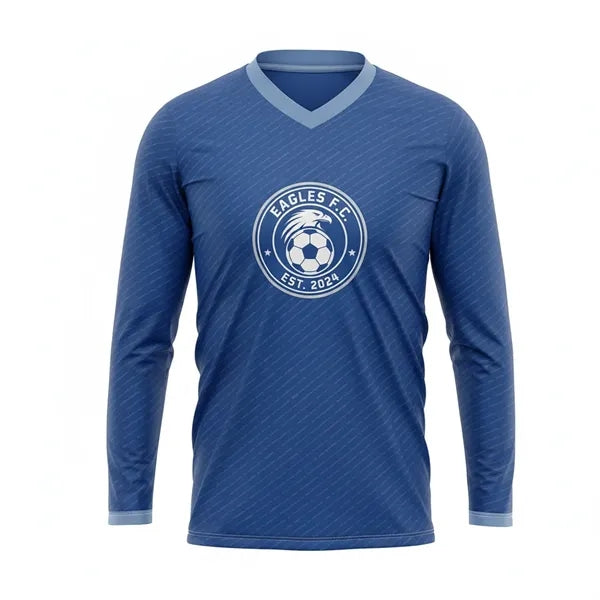 Full Color Birdseye Mesh Long Sleeve Soccer Jersey 160G