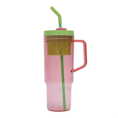 40oz Travel Mug with Handle & Straw